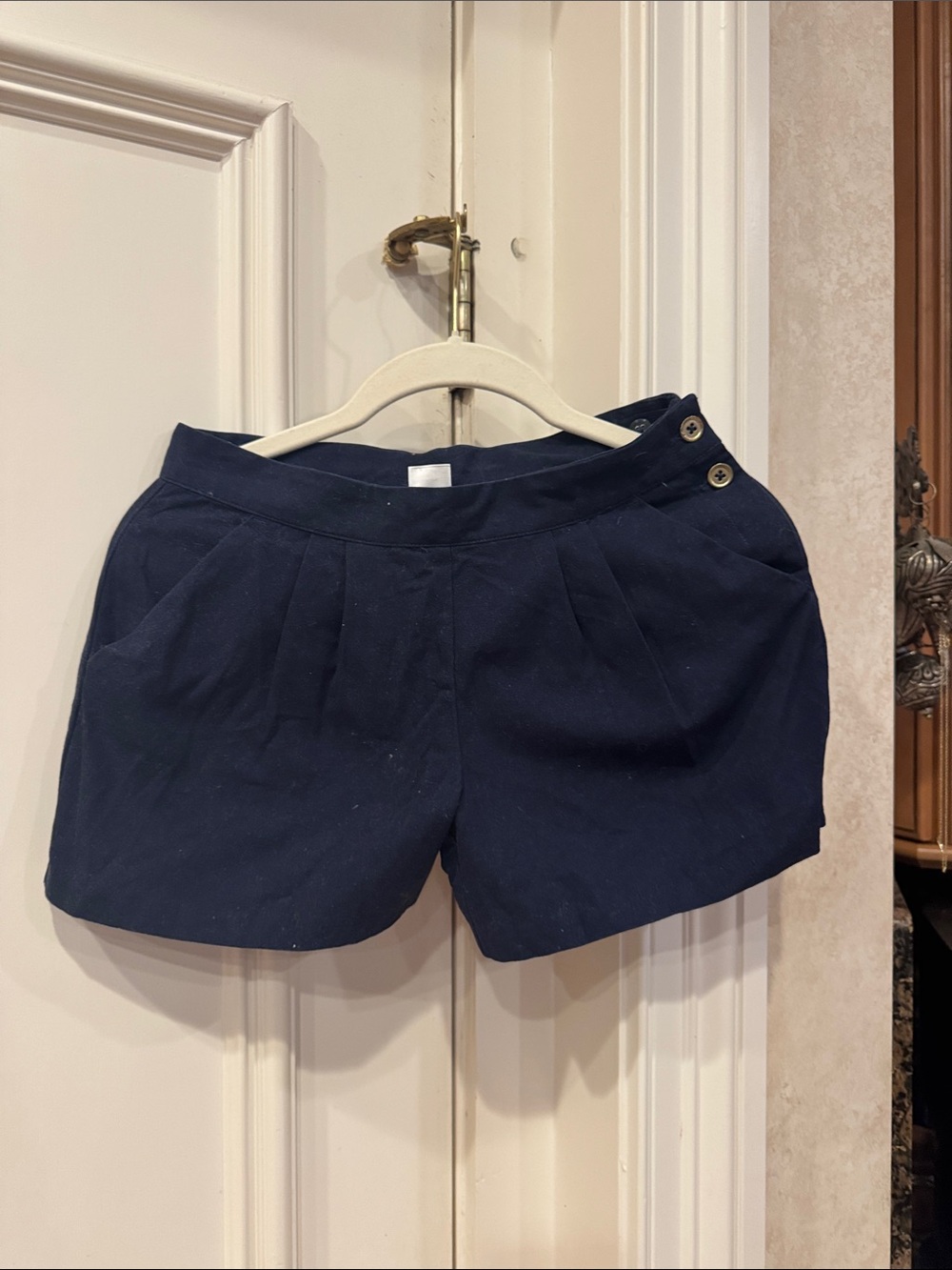 Navy Pleated Kids Shorts